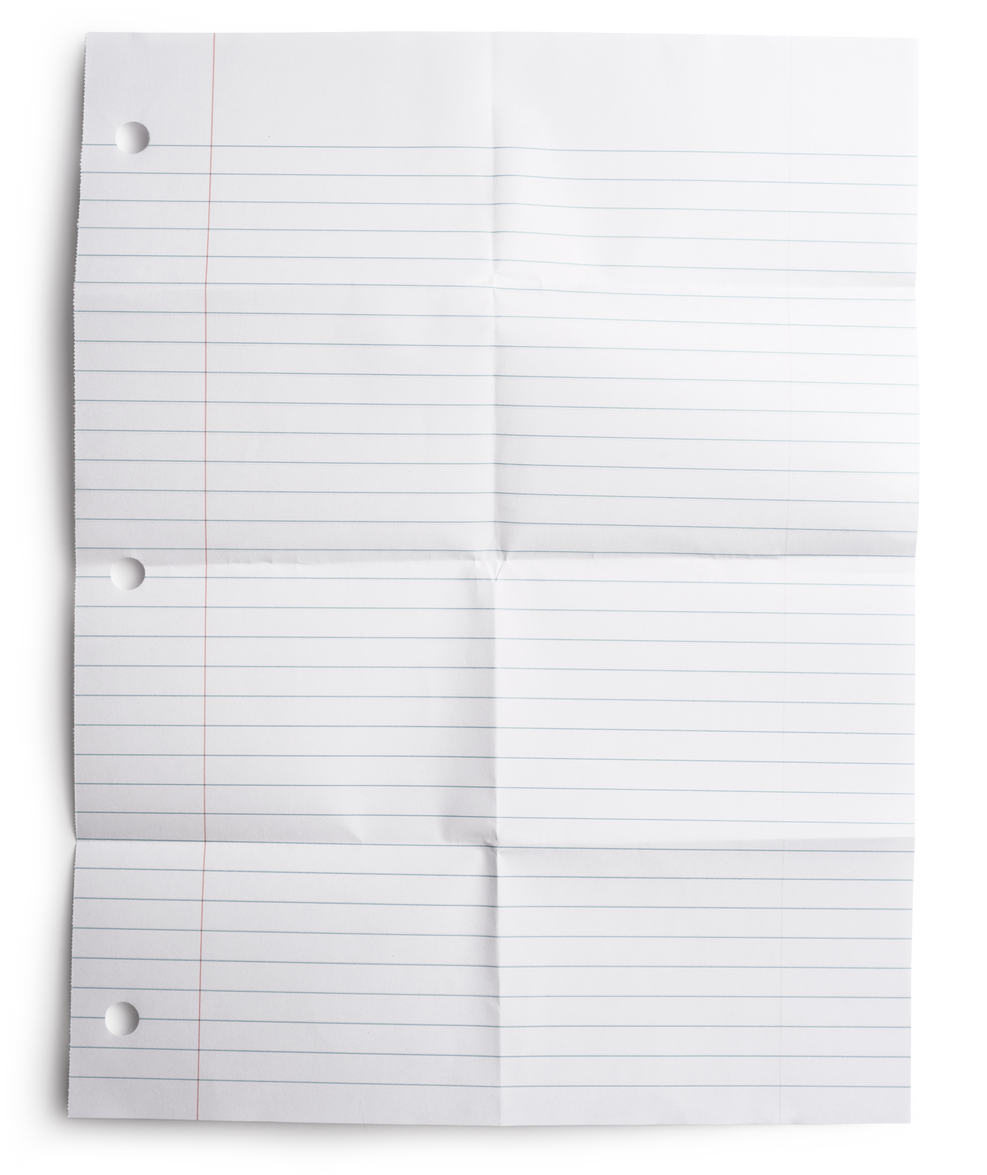 Folded Paper Sheet from Notebook  