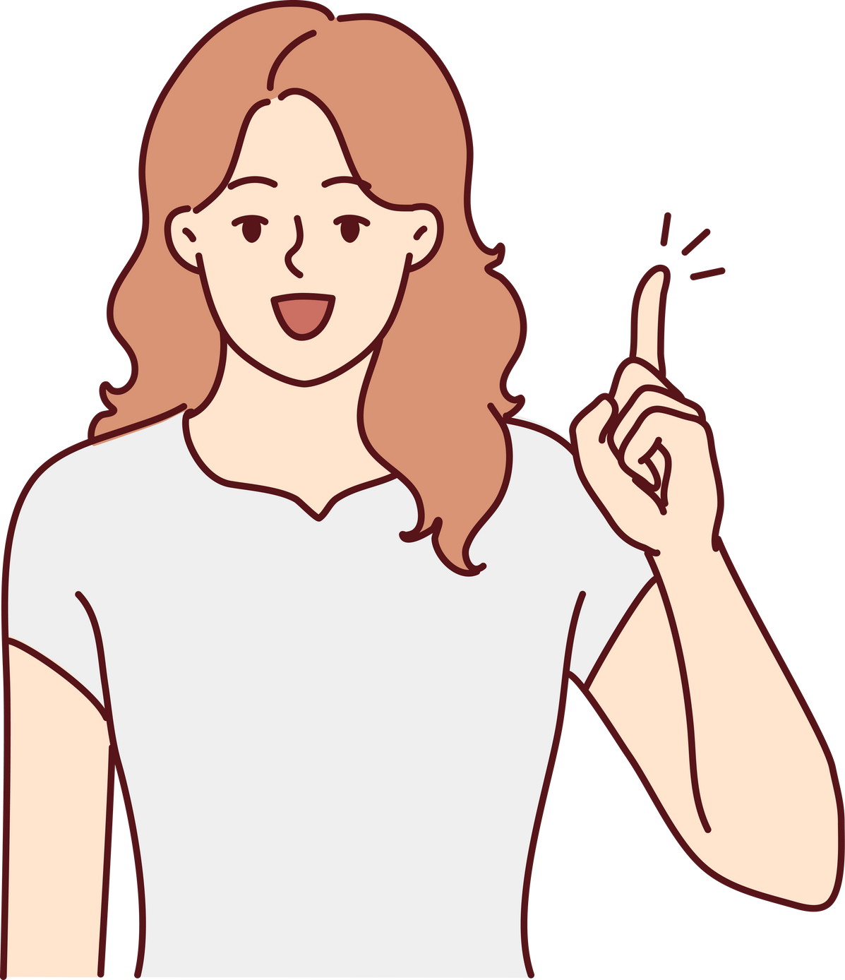 Smiling woman with finger up generate idea