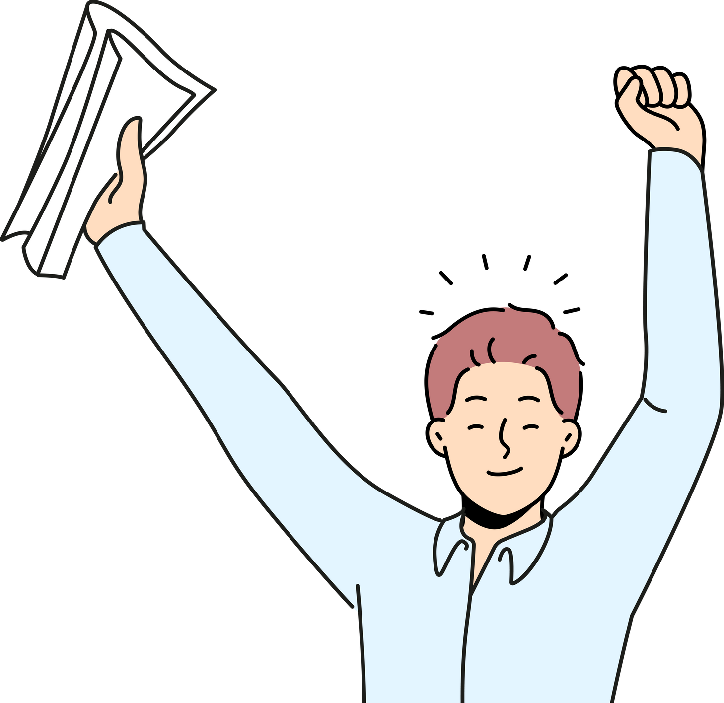 Happy businessman with papers in hands celebrating signing of successful business contract